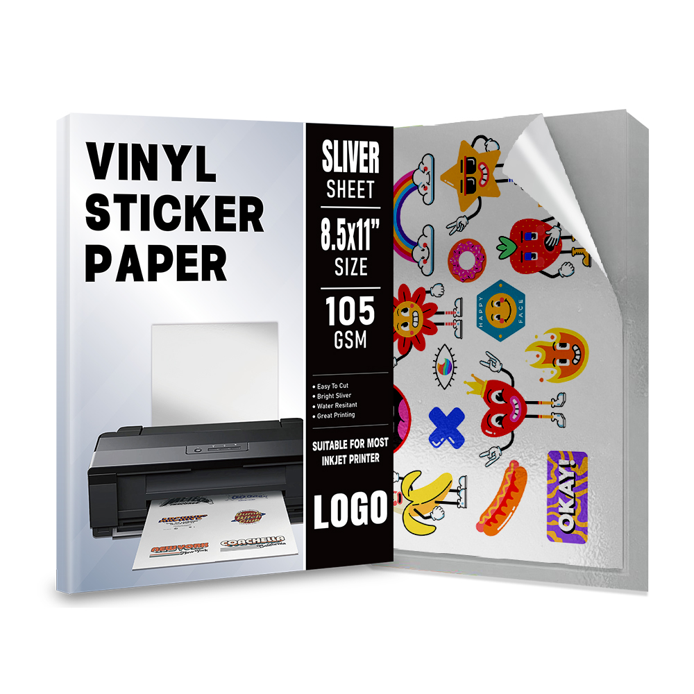 Papel adhesivo de vinilo plateado
