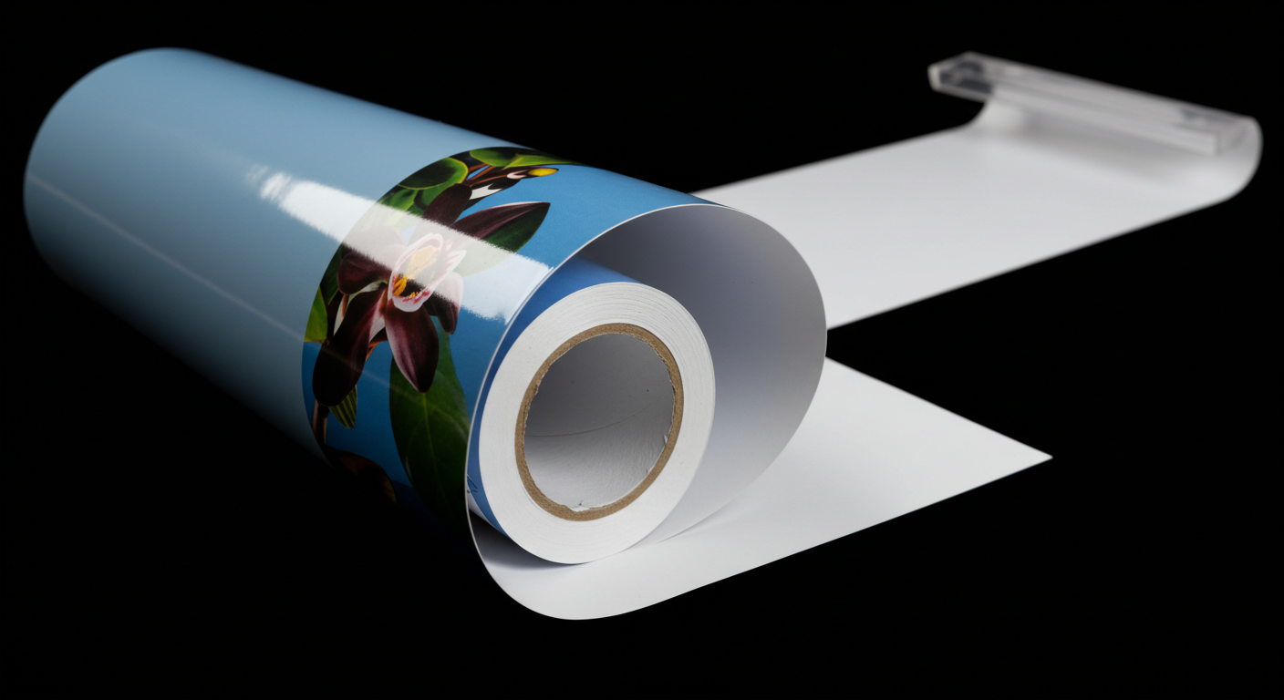 Papel adhesivo de vinilo para inyección de tinta brillante