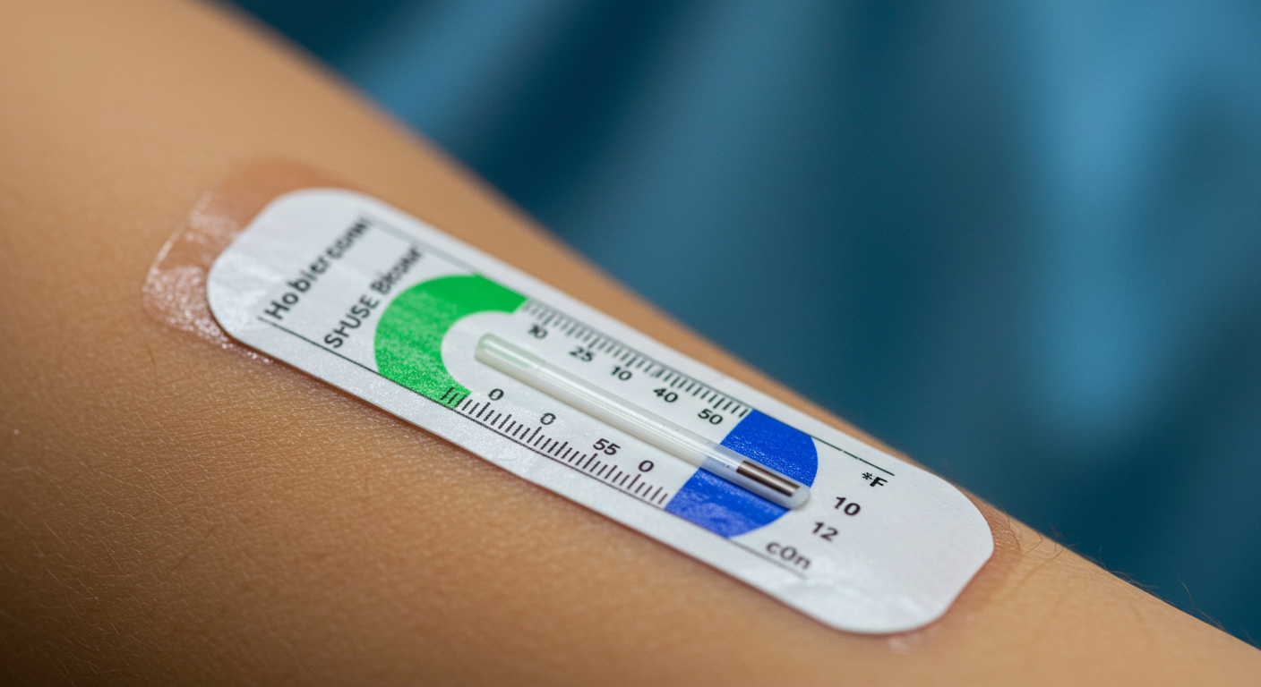 Pegatina de indicador de temperatura médica