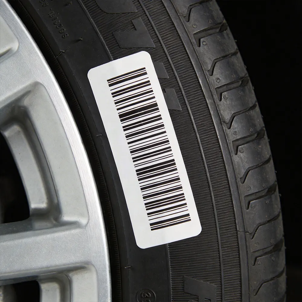 Etiqueta de traza de neumáticos automotrices