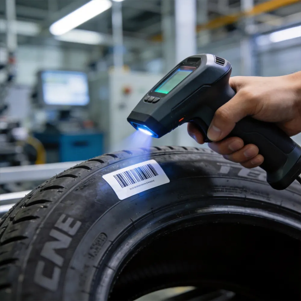 Etiqueta de goma automotriz