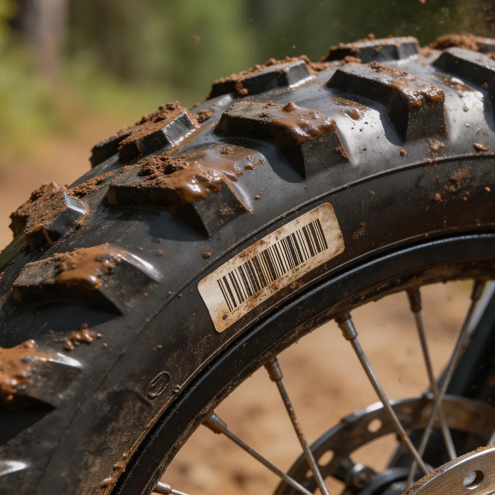 Etiqueta de identificación de neumáticos de motocicleta