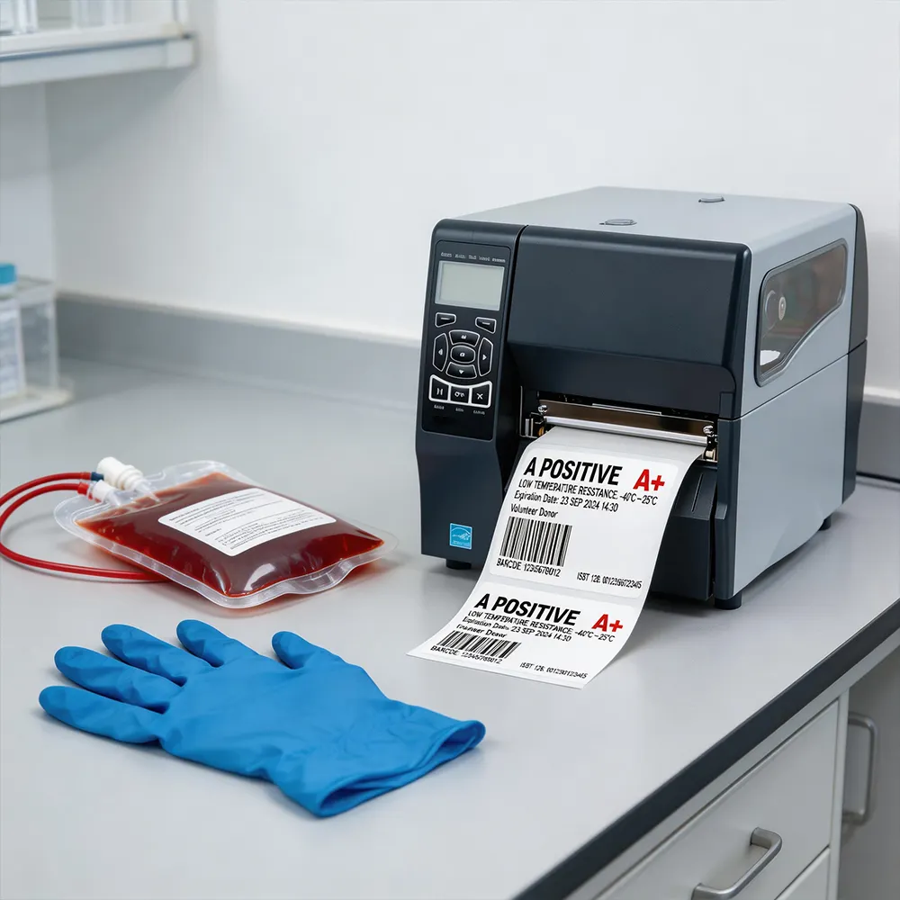 Etiqueta adhesiva para bancos de sangre