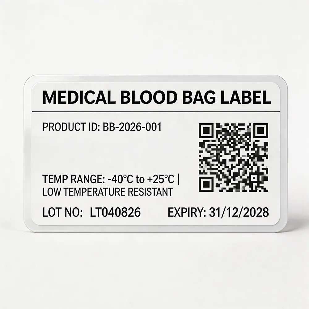 Etiqueta del código QR de la bolsa de sangre