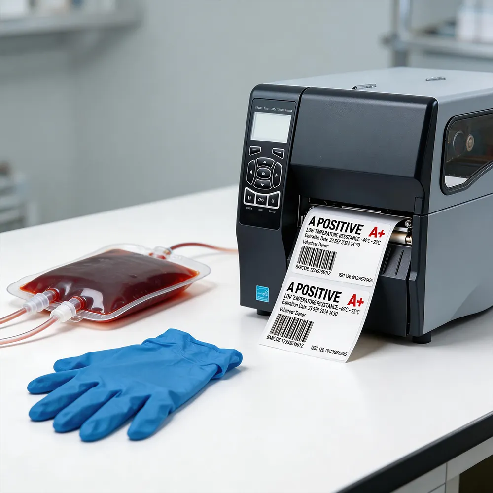 Etiqueta de sangre hospitalaria