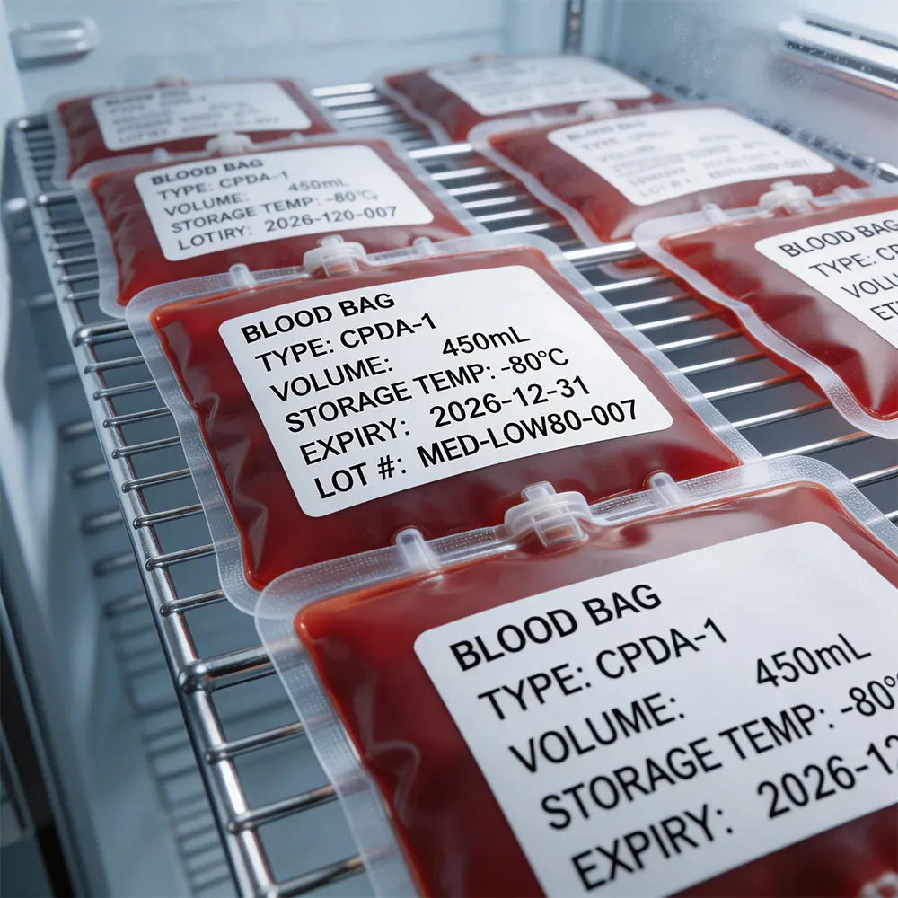 etiqueta de sangre congeladora profunda