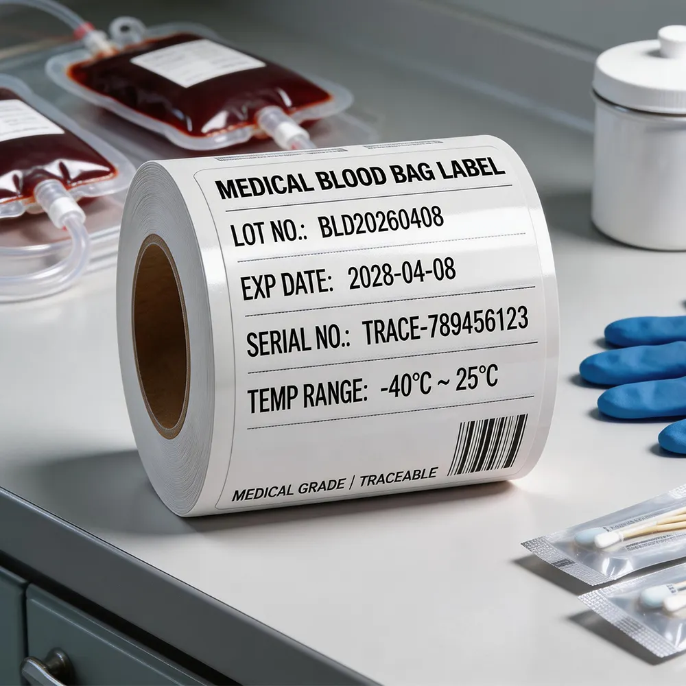 Etiqueta de trazabilidad de bolsas de sangre