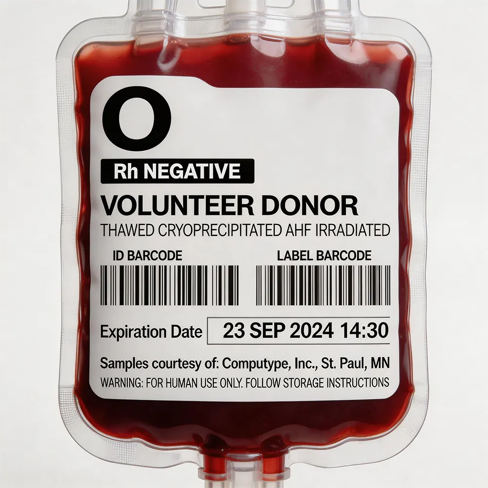 Etiqueta de sangre hospitalaria