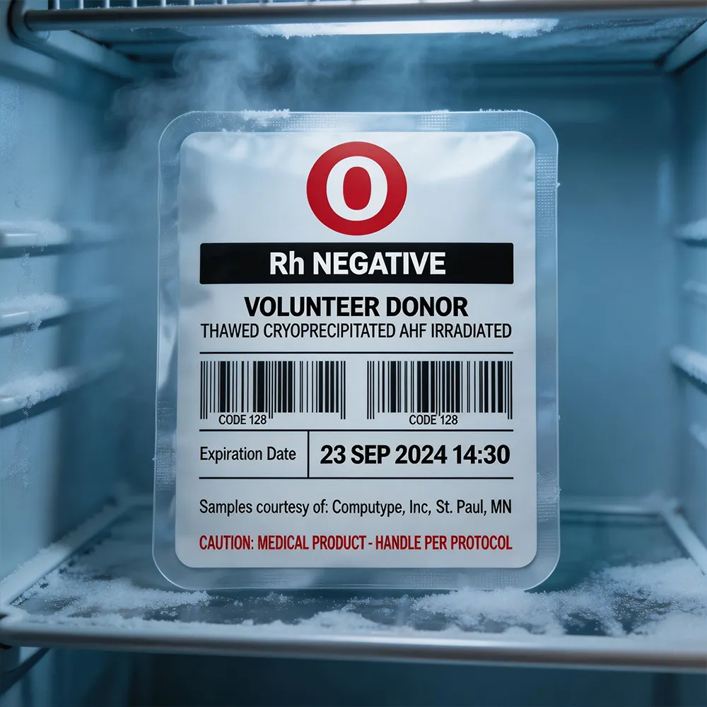 Etiqueta de sangre hospitalaria