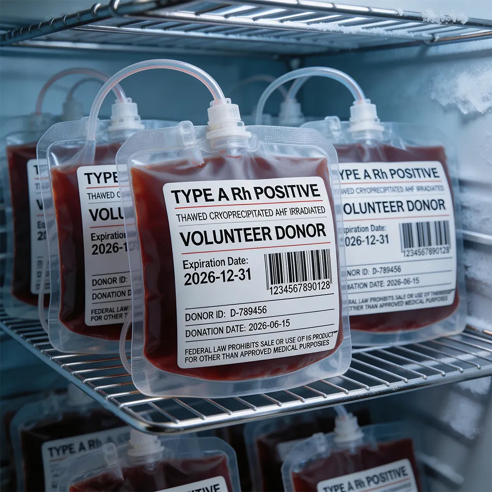 Etiqueta de sangre hospitalaria