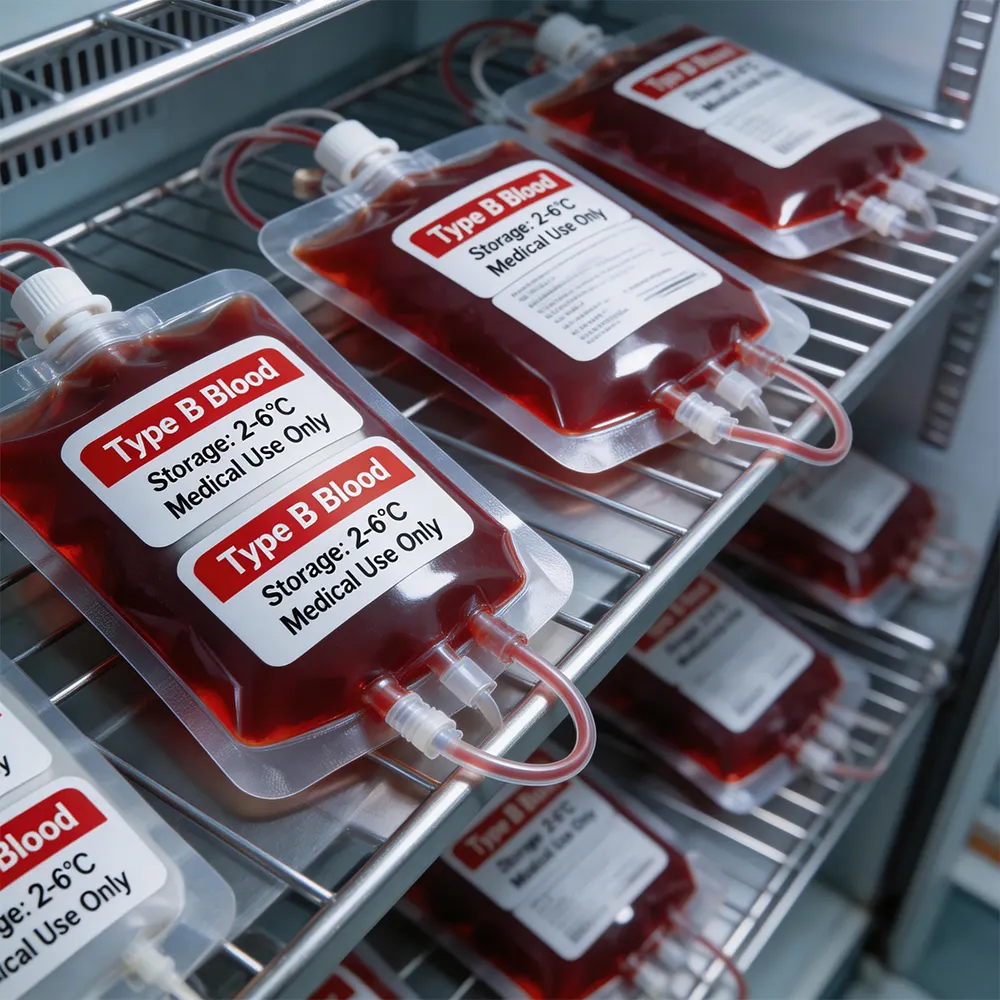 Etiqueta de sangre de congelador