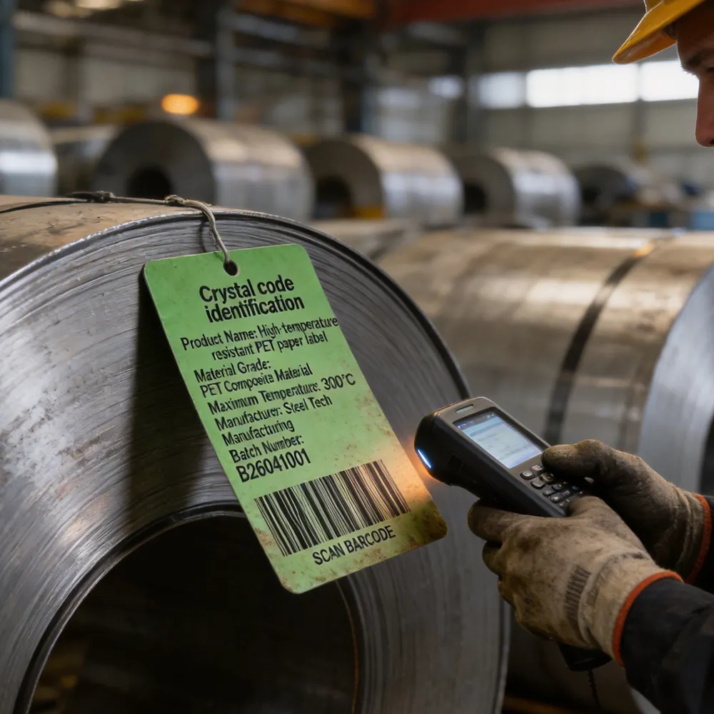 Etiquetas de identificación de trabajos en acero