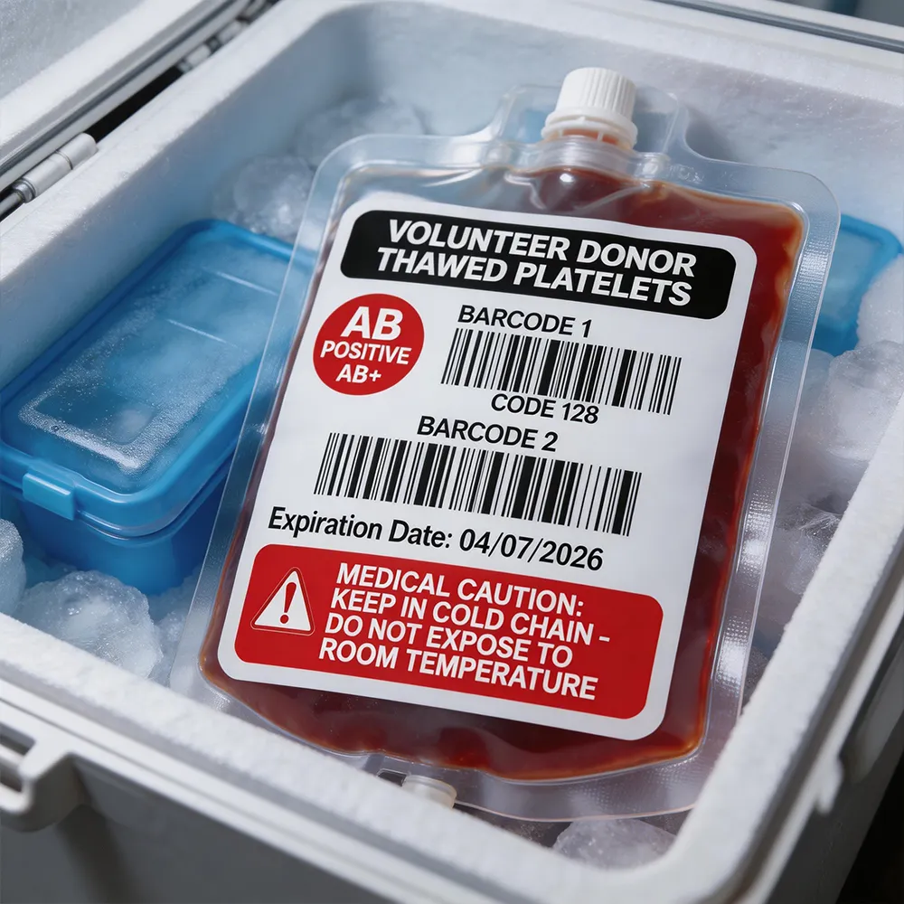 Etiquetas de inventario de bolsas de sangre