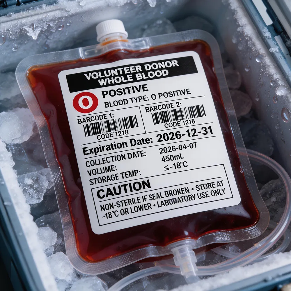 Etiqueta de bolsa de sangre a prueba de escarcha