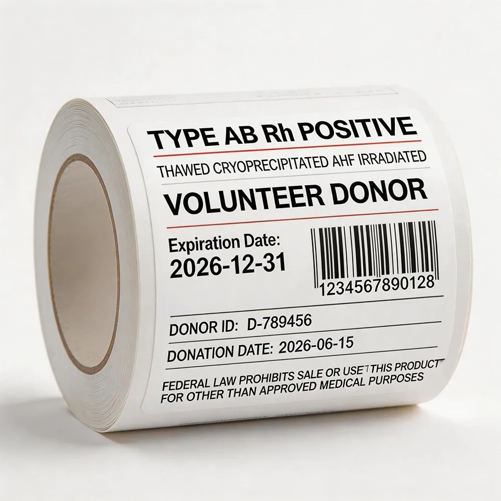 Etiqueta de bolsa de sangre médica