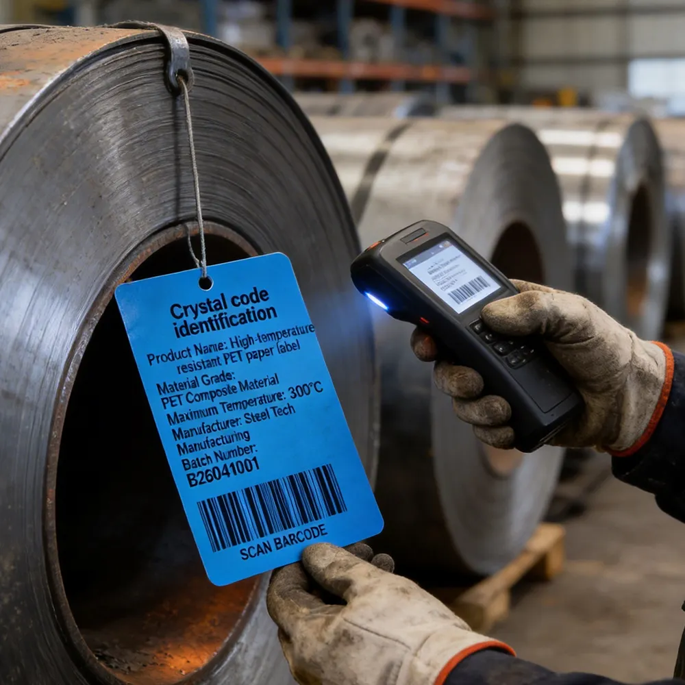 Etiquetas de bobinas metálicas industriales
