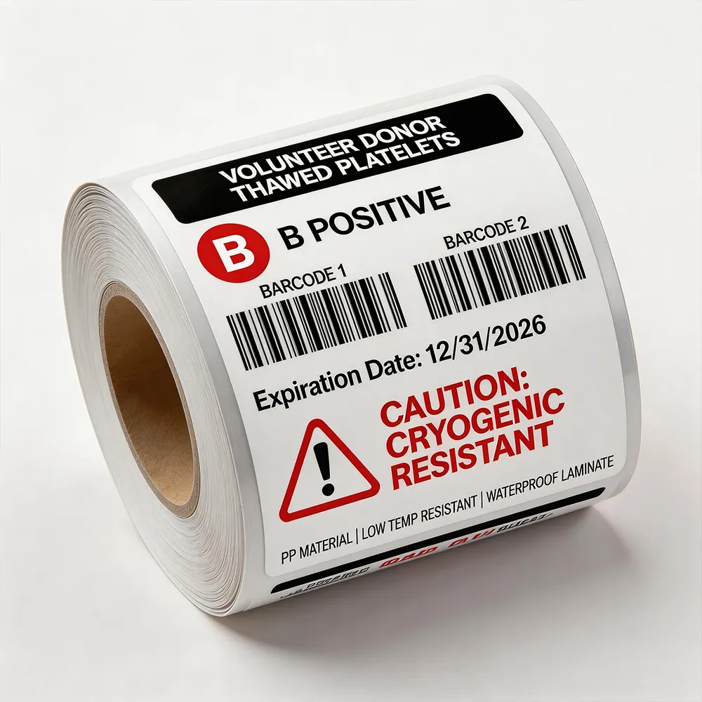 Etiqueta de bolsa de sangre de poliéster
