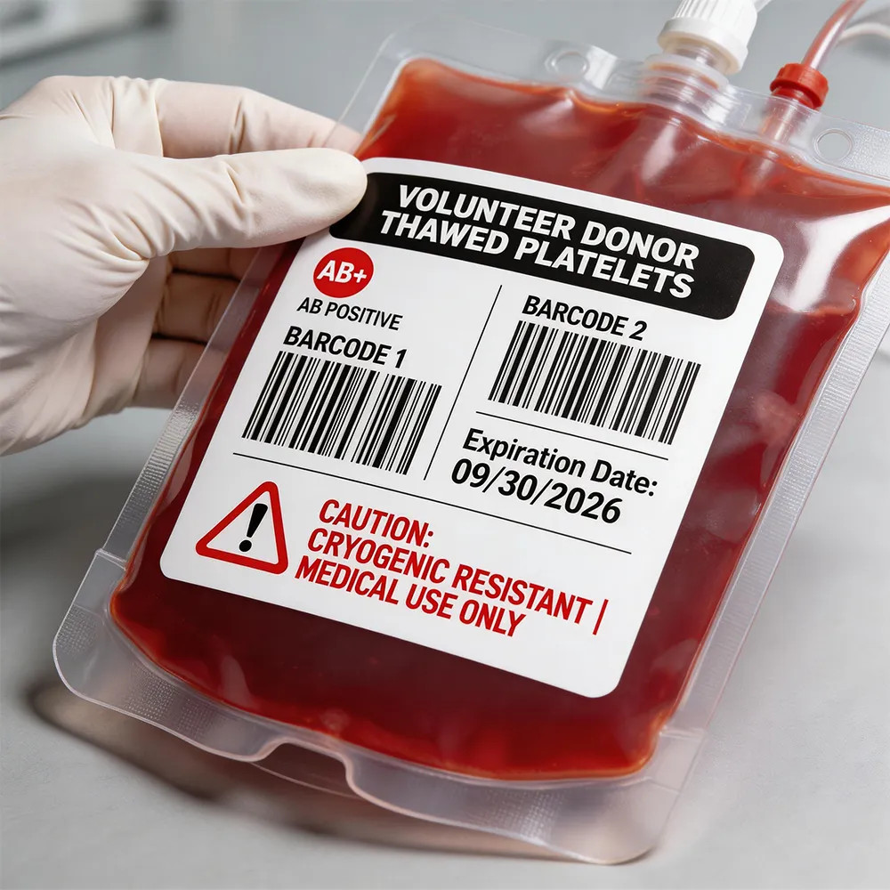 Etiqueta de bolsa de sangre duradera
