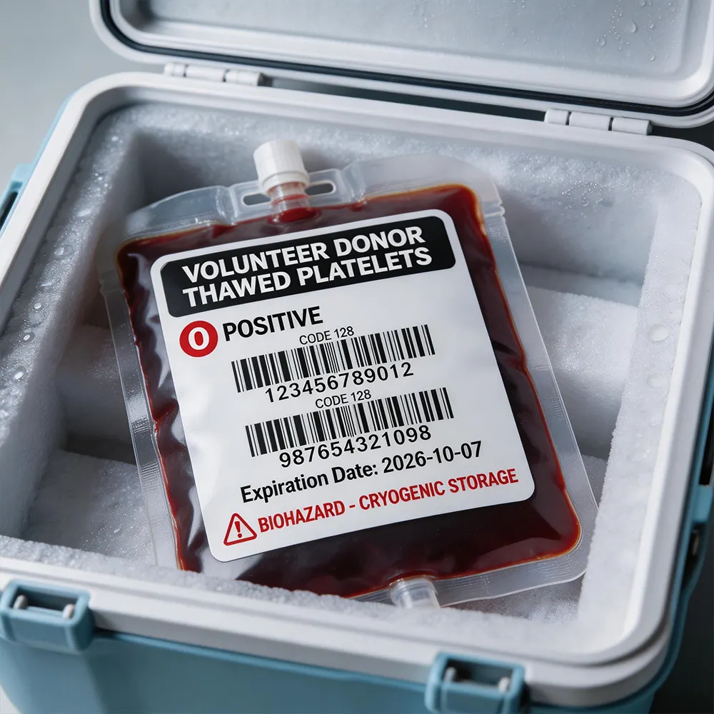 Etiqueta de identificación de bolsa de sangre