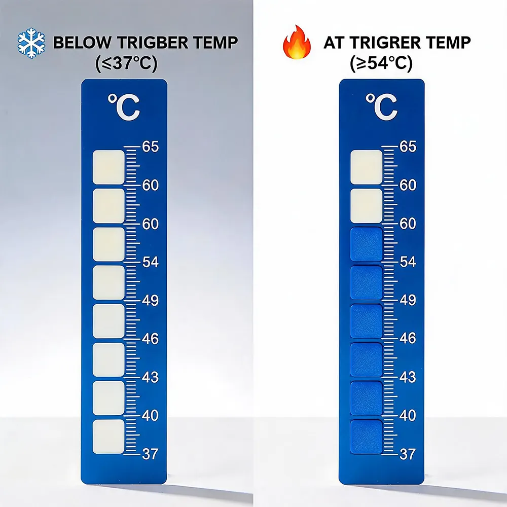 Etiqueta indicadora de temperatura desechable