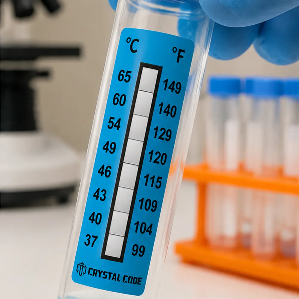 Etiqueta indicadora de temperatura de laboratorio