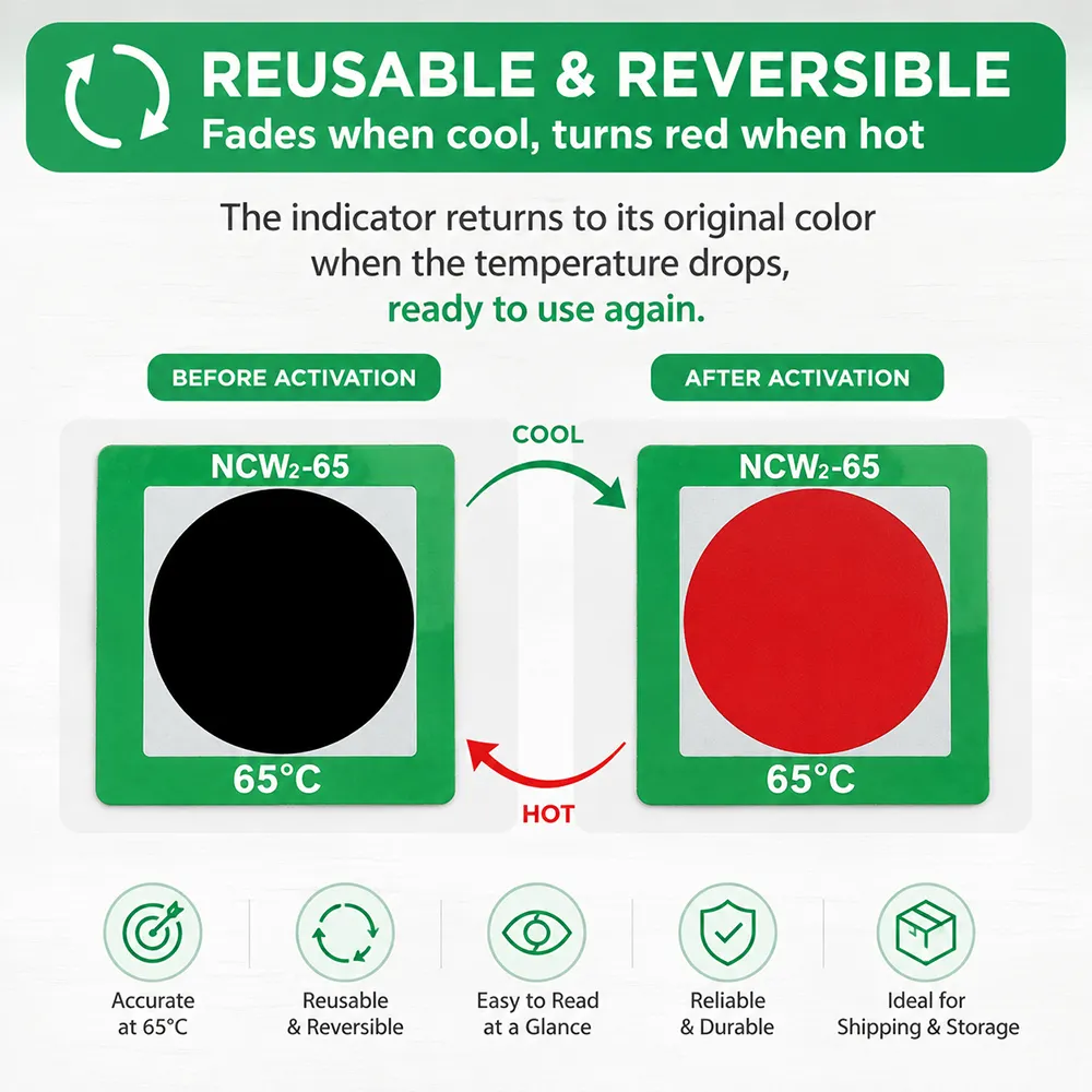 Etiqueta indicadora de temperatura reversible